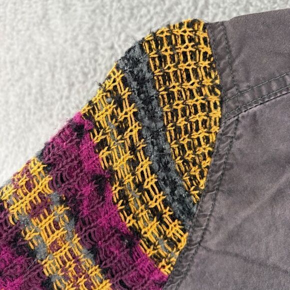 Free People We The Free Boho button down Shirt Mixed Media Sweater Sleeves Small - Picture 12 of 13